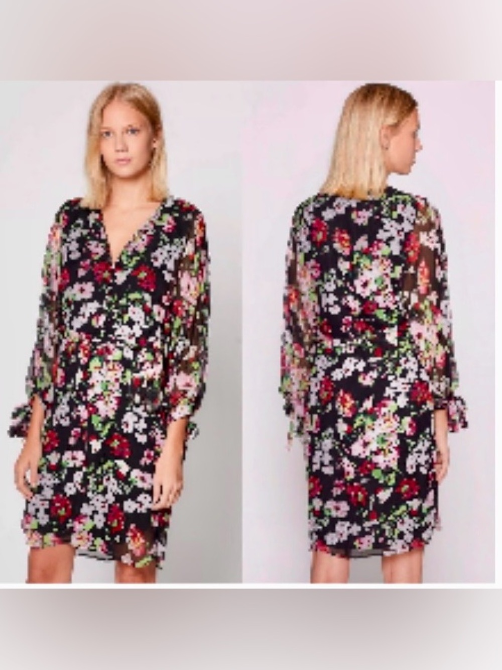 EQUIPMENT Natasha Dress Black Floral Silk Mini